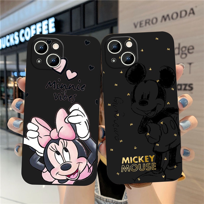 เคสโทรศัพท์มือถือ ลายการ์ตูนดิสนีย์ มิกกี้ มินนี่ น่ารัก สีดํา สําหรับ Apple Iphone 14 13 12 11 Mini Xs XR X Pro Max 8 7 6s 6 Plus XR