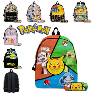 Kids 2pcs Pokemon Pikachu Backpack Pencil Case Large Capacity Cartoon Schoolbag Kids Large Capacity Bag Gift