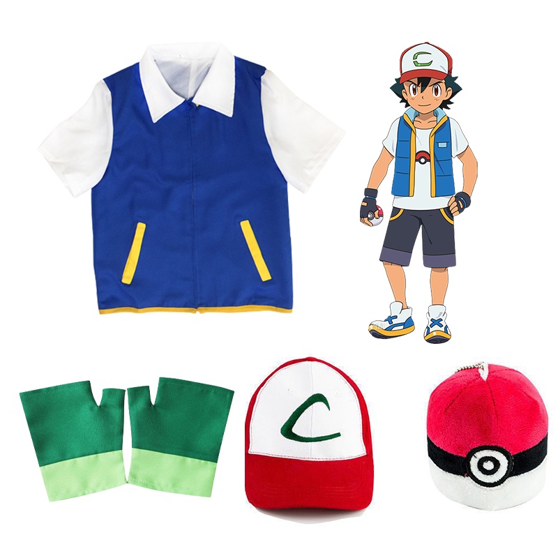 ชุดเสื้อแจ็กเก็ตคอสเพลย์ โปเกม่อน เถ้า ซอสมะเขือเทศ โพลีเอสเตอร์ แบบนิ่ม ยืดหยุ่น คุณภาพสูง สําหรับผู้ใหญ่ เหมาะกับฮาโลวีน