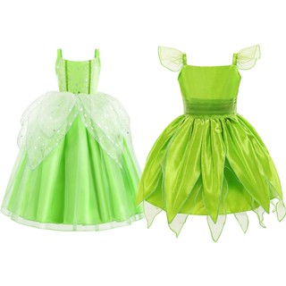 Girls Tinker Bell Costume Halloween Costume For Kids Green Tinkerbell Fancy Dress Fairy Princess Cosplay Carnival Party