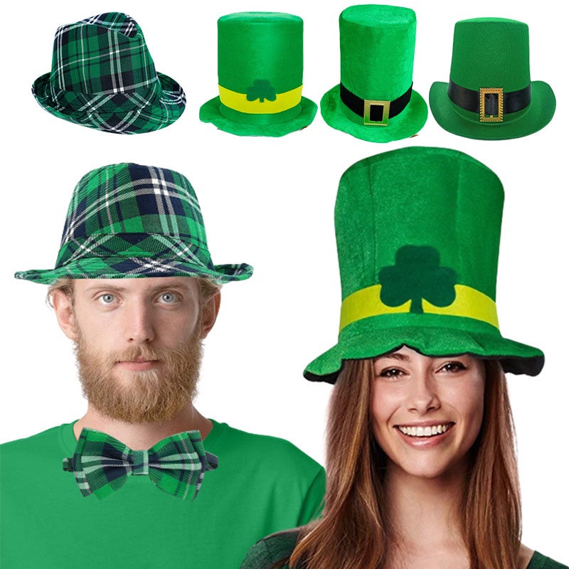 Unisex St. Patrick's Day Green Hats Adult Irish Leprechaun Shamrock Fancy Dress Access Gifts