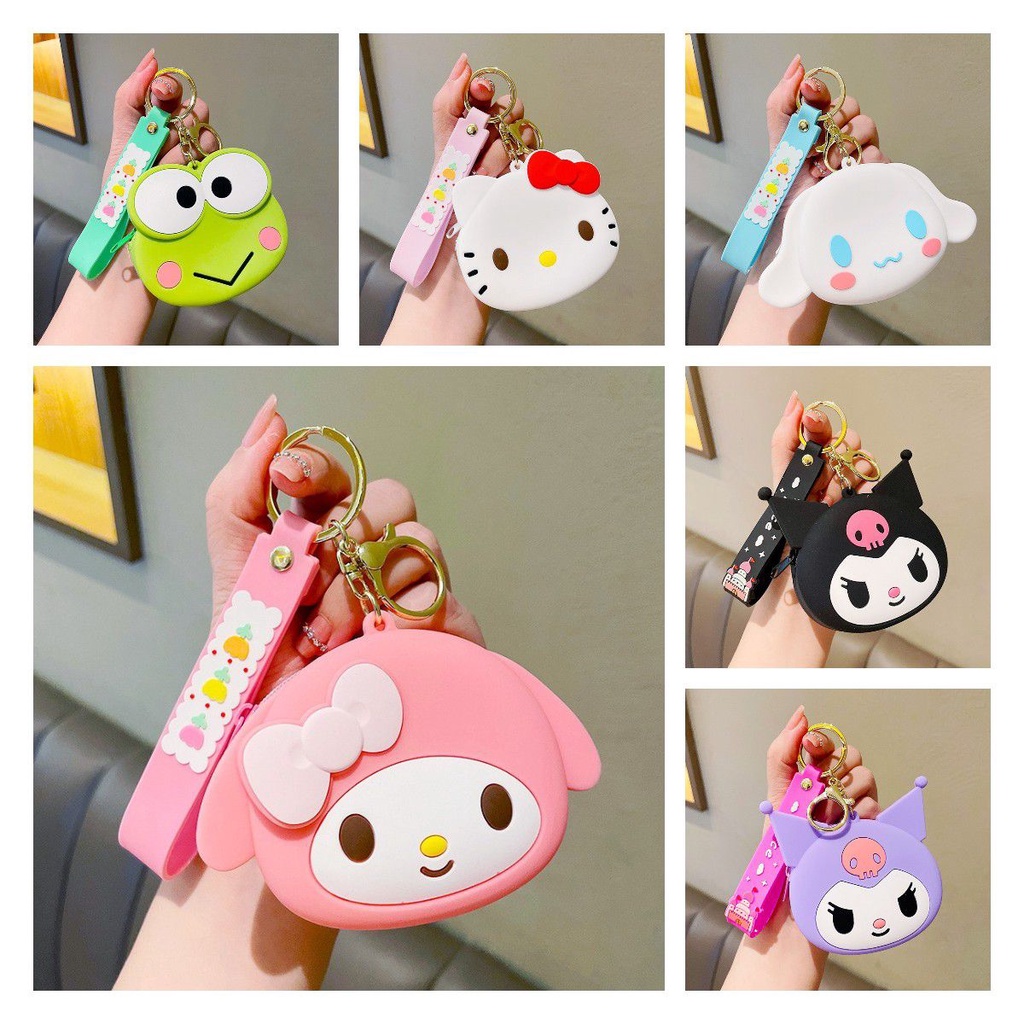 กระเป๋าใส่เหรียญ Sanrio Melody Kulomi แบบมีซิปปิด ที่ทนทาน สําหรับผู้หญิง
