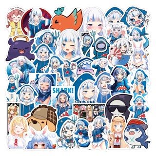 50pcs set Hololive Vtuber Gawr Gura Sticker Computer Phone Skateboard Fridge Luggage Doodle Decals Stickers