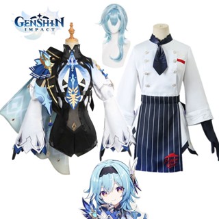 Genshin Impact Game Eula Lawrence Cosplay Costume Women Pizza Waiter Lovely Uniform Halloween Party Suit