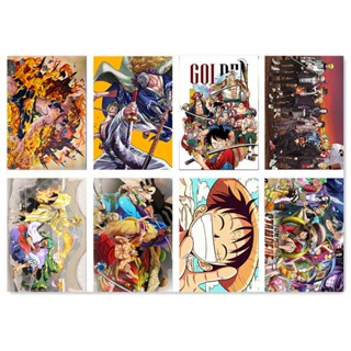 สติกเกอร์โปสเตอร์ ลายการ์ตูนอนิเมะ One Piece Luffy Zoro Shanks ขนาด 42x30 ซม. สําหรับตกแต่งผนังห้อง 8 ชิ้น ต่อชุด