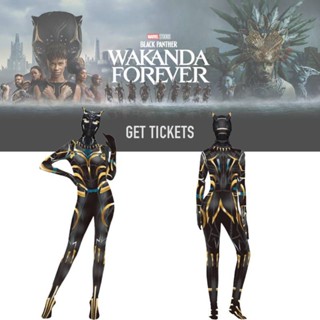 ชุดบอดี้สูท ลาย Black Panther Wakanda Forever Letitia Wright สวมใส่สบาย สําหรับผู้หญิง