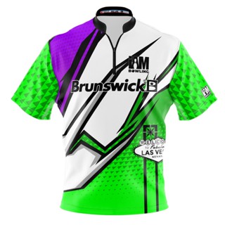 Brunswick DS เสื้อโปโล แขนสั้น พิมพ์ลายโบว์ลิ่ง 2107-BR 3D