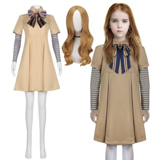 M3GAN Cosplay Dress Children Khaki Long Sleeve Shirt Fancy Dress Doll Robot Costume Holiday Party Daily Clothes