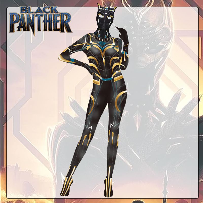 ชุดสตรีจากภาพยนตร์ Black Panther Wakanda Forever แบบเอ็กคลาสติก นำแสดงโดย Letitia Wright