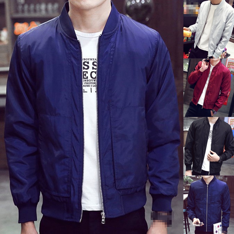 ผู ้ ชาย Bomber Jacket จักรยานรถจักรยานยนต ์ Coat Outwear Streetwear Overcoat น ้ ําหนักเบา