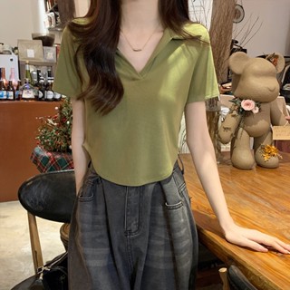 61076 เสื้อยืด คอวี แขนสั้น สําหรับผู้หญิง