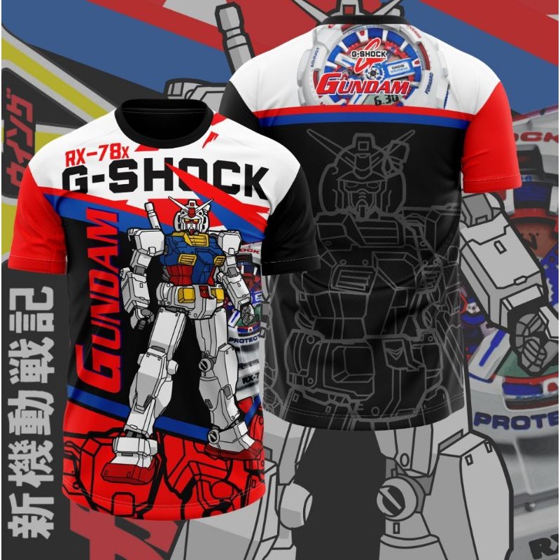 เสื้อกีฬาแขนสั้น ลาย Gundam RX-78 X Gshock 2024 | พลัสไซซ์