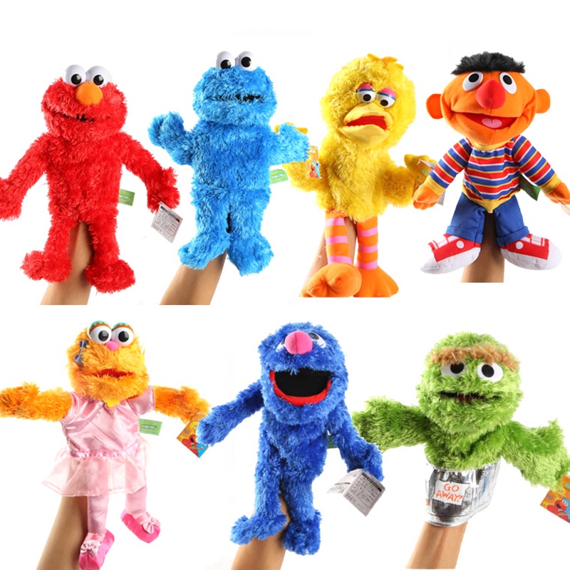 ตุ๊กตาหุ่นมือ รูปการ์ตูน Sesame Street Elmo Cookie Monster Ernie น่ารัก ของเล่นเสริมการเรียนรู้ สําหรับเด็ก