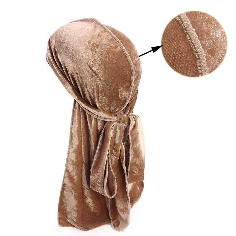 ผู ้ หญิงผู ้ ชาย Unisex กํามะหยี ่ Breathable ผ ้ าพันคอหมวก Turban หมวก Durag Doo Headwear