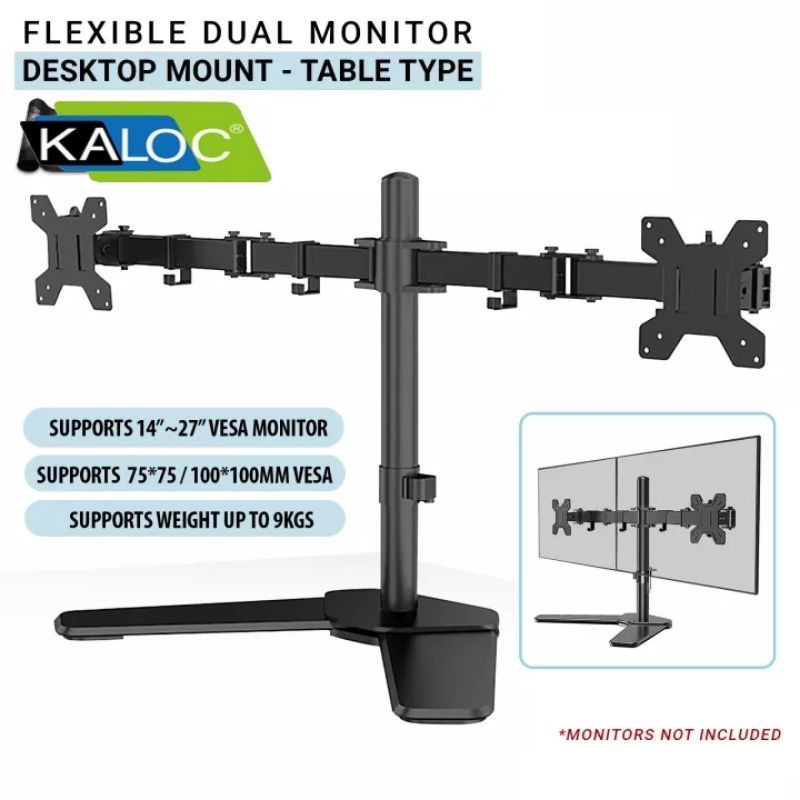 Kaloc Premium Dual-Monitor Steel Articulation Monitor Mount
