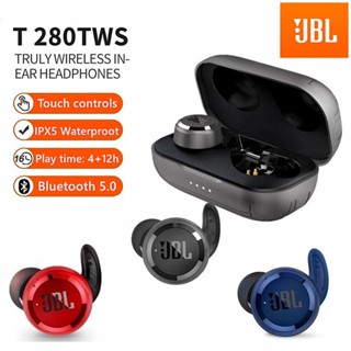 Jbl T280 TWS ชุดหูฟังบลูทูธไร้สาย กันน้ํา ลดเสียงรบกวน พร้อมไมโครโฟน สําหรับเล่นกีฬา