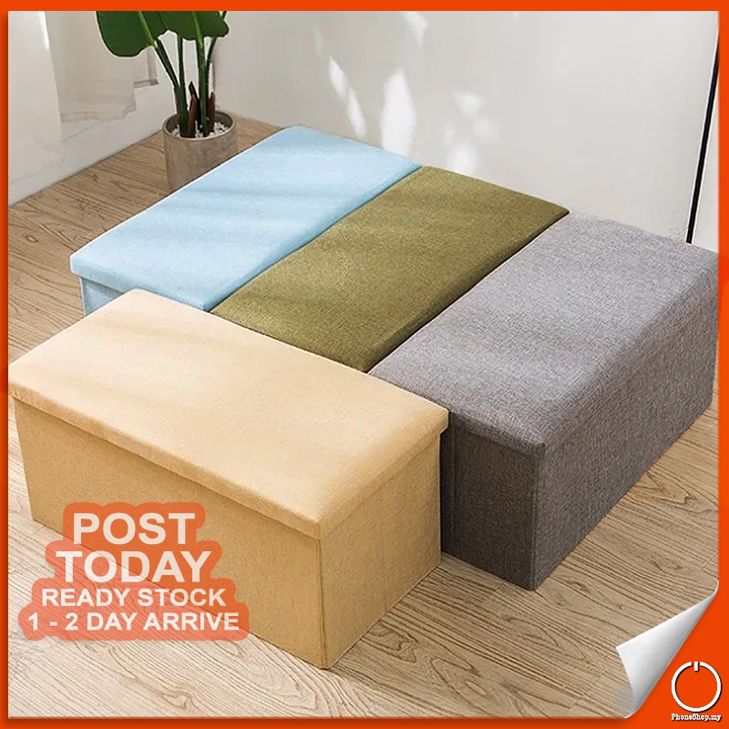 Extra LARGE XL 76 x 38 x 38 ซม.พับได้ Ottoman Storage สตูลกล่องพับโซฟา Footrest Bench ที่นั่ง Kerusi Simpan เก็บเกี่ยว druna