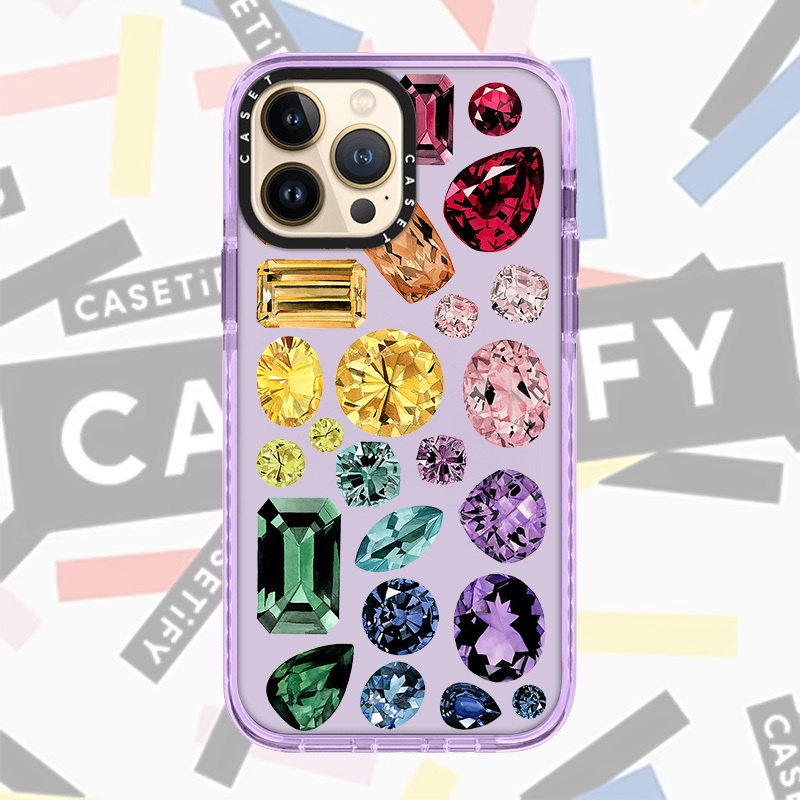 Casetify เคสโทรศัพท์ซิลิโคนใส แบบนิ่ม ลายอัญมณี กันกระแทก สําหรับ IPhone 11 14 Pro Max 12 13 Mini Cases X Xs Max XR 6 6s 7 8 Plus SE 2020
