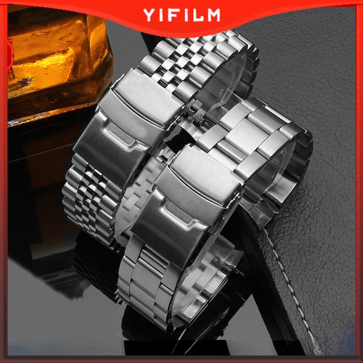 YIFILM สแตนเลส Links สายนาฬิกาสําหรับ Seiko 5 SKX007 SKX175SKX นาฬิกาข้อมือ Clasp สร้อยข้อมือเปลี่ยน
