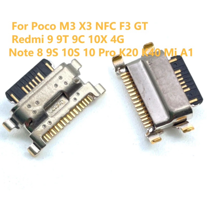1pcs Charging Port Pin For Poco M3 X3 NFC F3 GT Redmi 9 9T 9C 10X 4G Note 8 9S 10S 10 Pro K20 K40 Mi A1 Charging Pin Port Connector