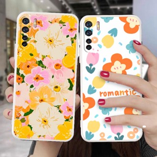 Softcase OPPO Reno 3 A91 Anticrack Casing คุณภาพสูง TPU ฝาครอบป้องกันเต็มรูปแบบ ซิลิโคนยางสีขาว เคสดอกไม้