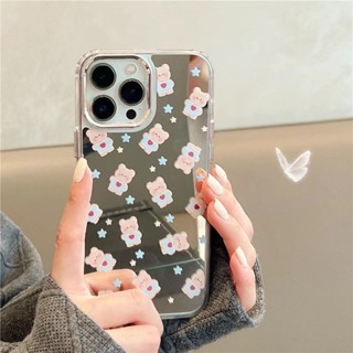 เหมาะสําหรับเคสโทรศัพท์ OPPO Reno9 / Reno8 / Reno7pro / reno6 / 7z / 5 การ์ตูนใหม่แบบเต็มหน้าจอหมีกระจกกรณีโทรศัพท์มือถือกรณีซอฟท์เคส R17 คู่รุ่น A53 / A9 2020 / 4Z 5G / F11 / A31 / A78 / A77 / Findx5pro