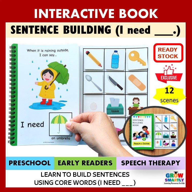 SENTENCE BUILDING Interactive Book Busy Book Quiet Book หนังสือนิทานภาษาอังกฤษสําหรับเด็กคําพูด Delay Speech Therapy ออทิสติก