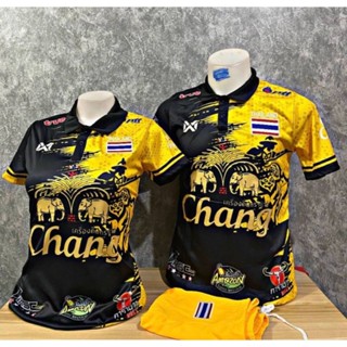 【พร้อมส่ง】เสื้อโปโลแขนสั้น ลายทีมไทยช้างไทย