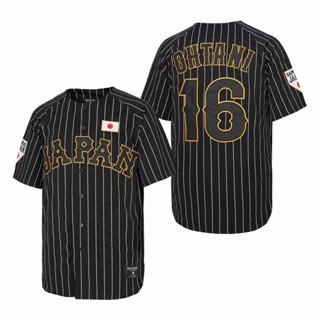 Bg เสื้อกีฬาเบสบอล ปักลาย OHTANI Jersey 11 16 ลายทาง สีดํา ขนาดใหญ่ สไตล์ฮิปฮอป เหมาะกับฤดูร้อน 2023