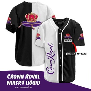 เสื้อยืดเบสบอล พิมพ์ลายมงกุฎ Royal Whisky Liquid สําหรับผู้ชาย และผู้หญิง