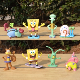 ชุดของเล่นฟิกเกอร์ SpongeBob Squarepants Patrick Star Squidward Tentacles PVC 8 ชิ้น