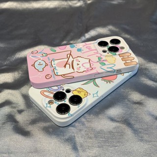 เคสโทรศัพท์มือถือแบบแข็ง ลายการ์ตูนแมวตกปลา สไตล์คู่รัก สําหรับ OPPO Reno9 Reno8 Reno7pro reno6 7z 5 R17 A9 2020 F11 A31 A15 A3S A78 A77 Findx3pro