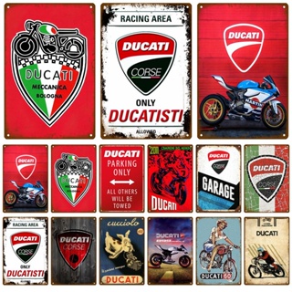 โปสเตอร์โลหะดีบุก ลาย Ducati สไตล์วินเทจ เรโทร สําหรับตกแต่งผนังบ้าน ร้านอาหาร