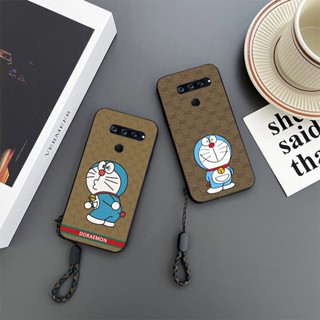 เคสโทรศัพท์มือถือ กันตก ลายการ์ตูนโดราเอมอนน่ารัก พร้อมสายคล้อง สําหรับ LG V40 ThinQ V40