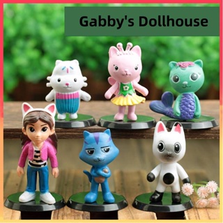 โมเดลฟิกเกอร์ PVC รูป GabbyS น่ารัก ขนาด 8 ซม. สําหรับตกแต่งบ้านตุ๊กตา 6 ชิ้น