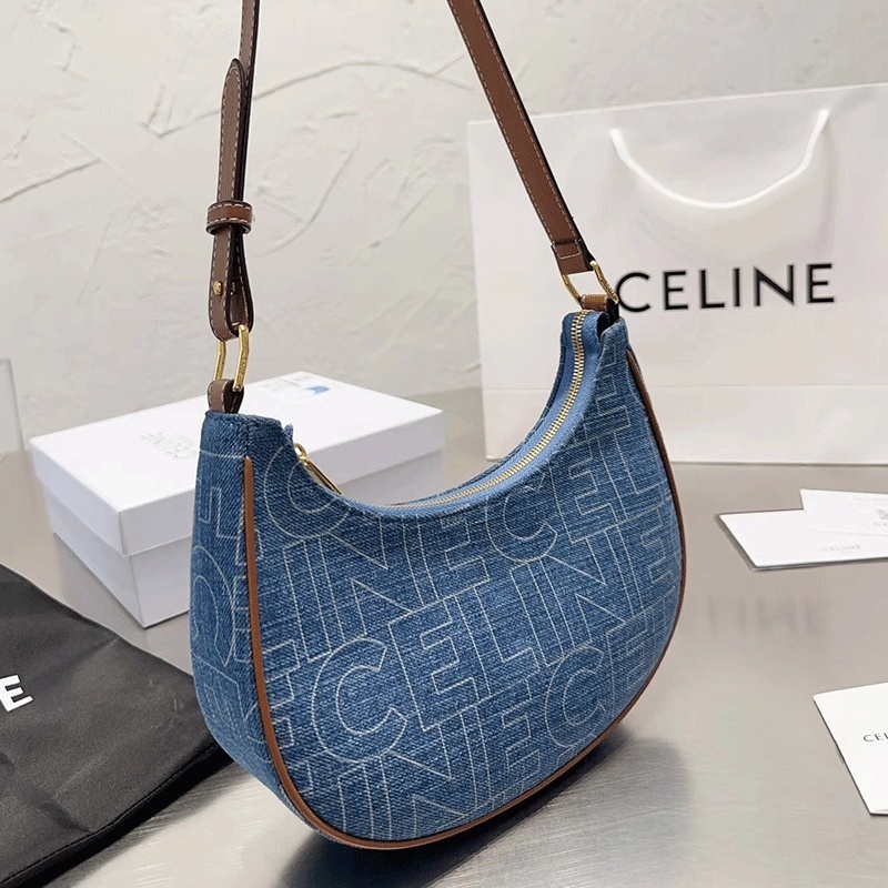 Celine_ Vintage AVA Underarm Bag กระเป๋าสะพายยีนส์แฟชั่น Unisex