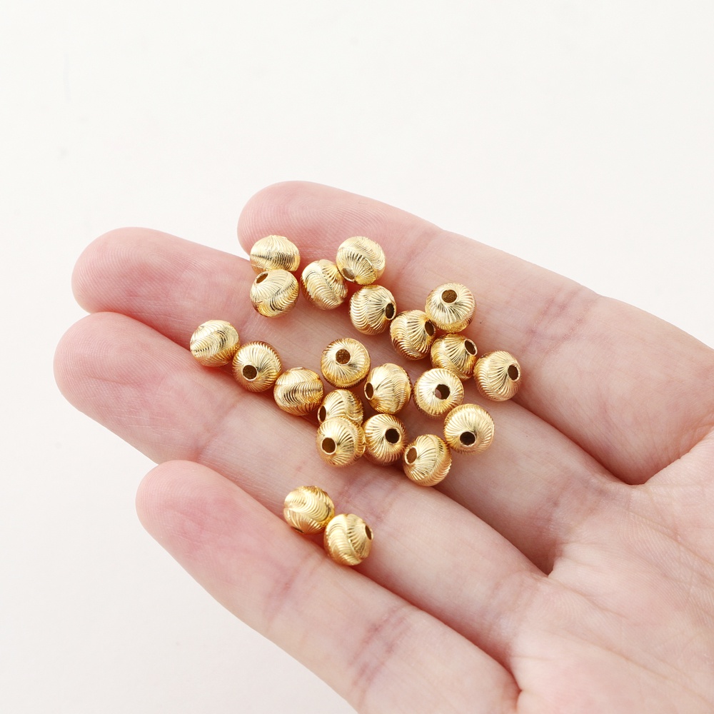 St. kunkka ลูกปัดชุบทองแท้ 18K 4-6 มม. สําหรับทําเครื่องประดับ 20 ชิ้น - รูปที่ 2