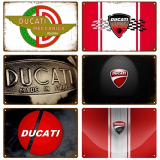 โปสเตอร์โลหะดีบุก ลาย Ducati สไตล์วินเทจ เรโทร สําหรับตกแต่งผนังบ้าน ร้านอาหาร