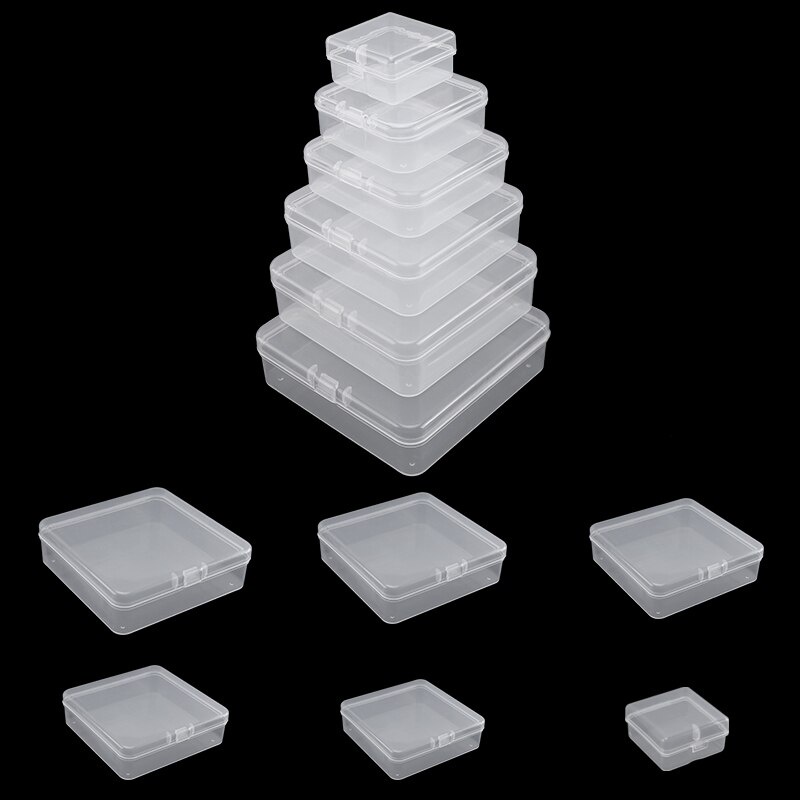 กล่องพลาสติกใส ทรงสี่เหลี่ยม 6 ขนาด สําหรับใส่เครื่องประดับ ต่างหู ลูกปัด