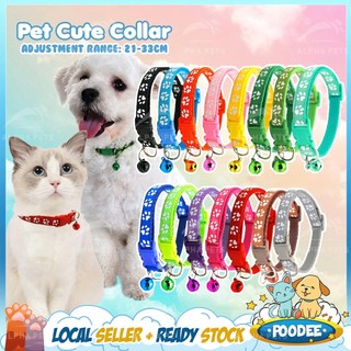 POODEE Kawaii Collar Small Footprint Pet Nylon Fabric Collar Cat Kitten Dog Puppy With Bell Belt Doggie Kolar Haiwan