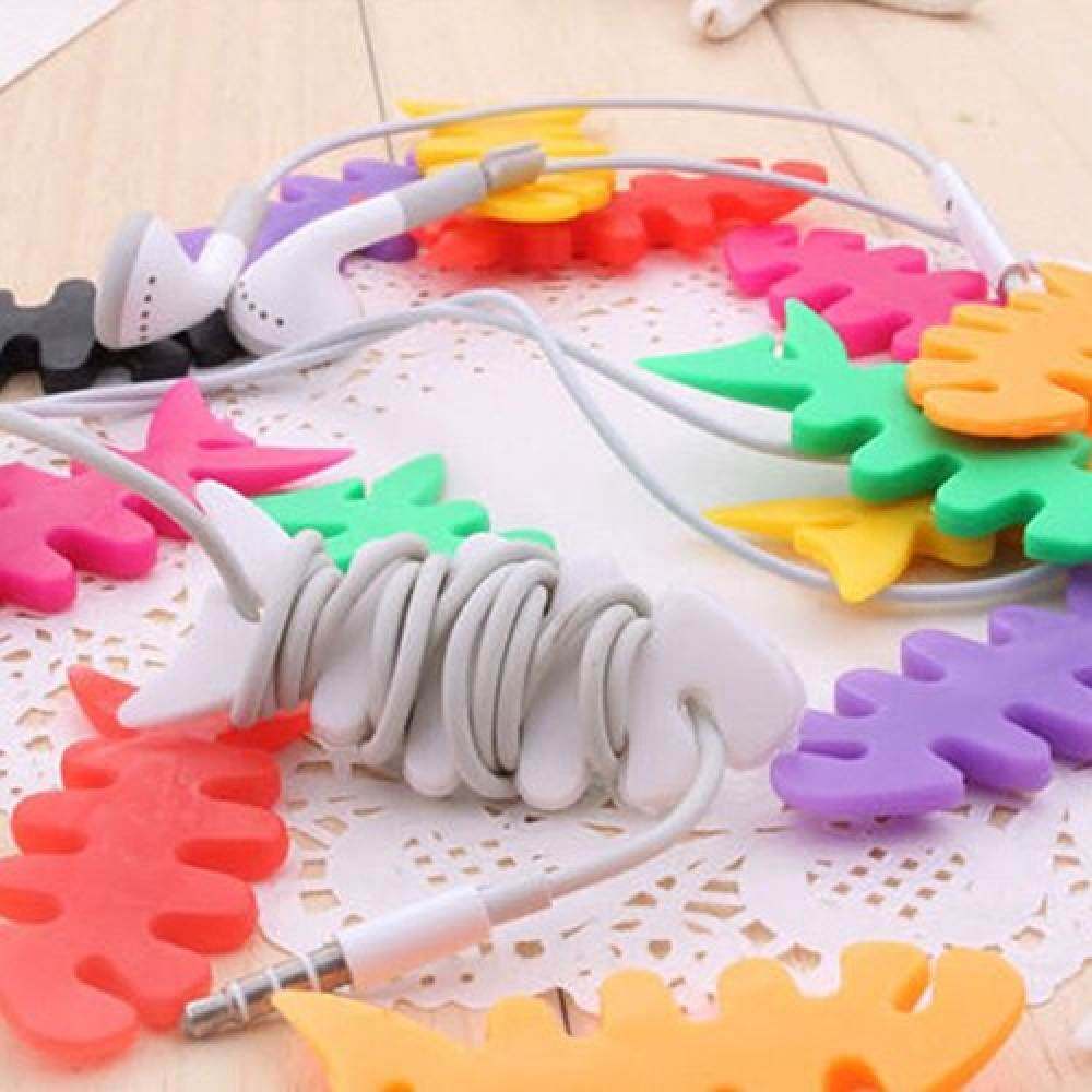 Fishbone Shape Cable Organizer หูฟังพับสายสําหรับสายเคเบิลข้อมูลหูฟังแท็บเล็ตโทรศัพท์เมาส์คอมพิวเตอร์สายป้องกัน