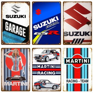 โปสเตอร์โลหะดีบุก ลาย Martini Suzuki สไตล์วินเทจย้อนยุค สําหรับแขวนตกแต่งผนังบ้าน โรงรถ