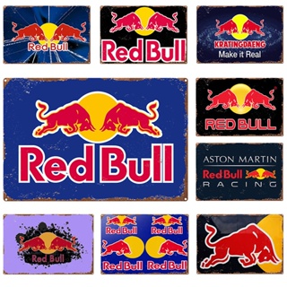 ป้ายเหล็กดีบุก ลาย Red Bull สไตล์วินเทจ สําหรับตกแต่งผนังบ้าน บาร์ ผับ คลับแมน