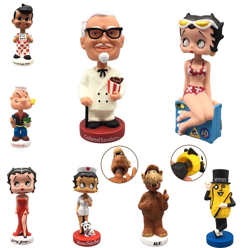 ของเล่นฟิกเกอร์ Pvc รูปหัวตุ๊กตา Betty Boop And Popeye ฟังก์ชั่นหัวสปริง