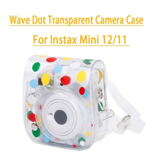 [ใหม่] เคสกระเป๋าใส่กล้องดิจิทัล แบบใส ลายจุด สําหรับ Instax Mini 12 11