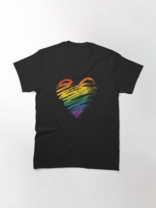 เสื้อยืด พิมพ์ลายธงหัวใจ Lgbt Gay Lesbian Pride สไตล์คลาสสิก