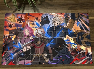 Yugioh Duel Playmat Fallen of Albaz TCG CCG แผ่นรองเมาส์ ยางรองการ์ดเกม ฟรีกระเป๋า