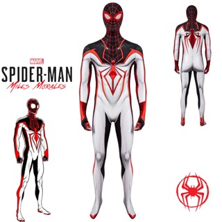 ชุดคอสเพลย์ Spider man Ps5 Miles Morales ผ้าโพลีเอสเตอร์ สีขาว แบบเป็นทางการ