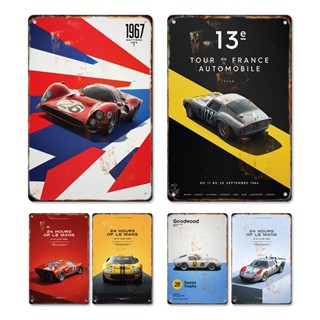 โปสเตอร์โลหะดีบุก ลาย Le Mans 80S 24 ชั่วโมง สไตล์เรโทร สําหรับตกแต่งบ้าน