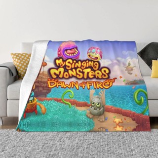 ผ้าห่ม ผ้าฟลีซ แบบนิ่ม ลาย My Singing Monsters Video Games สําหรับเตียง โซฟา สํานักงาน